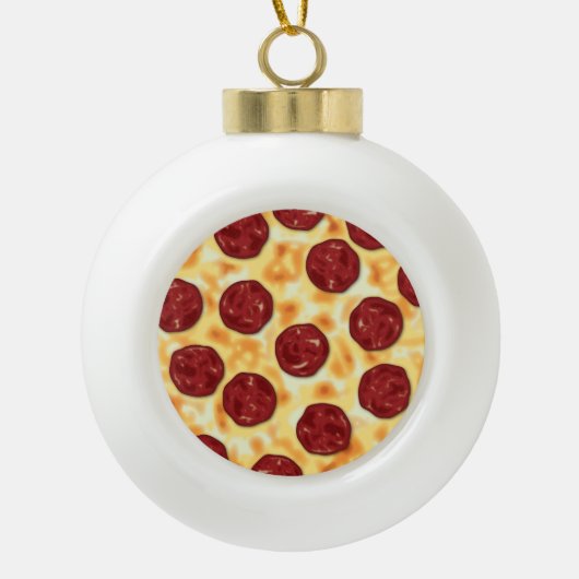 Pepperoni-Pizza-Muster Keramik Kugel-Ornament (Vorderseite)