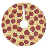 Pepperoni-Pizza-Muster Polyester Weihnachtsbaumdecke (Vorderseite)