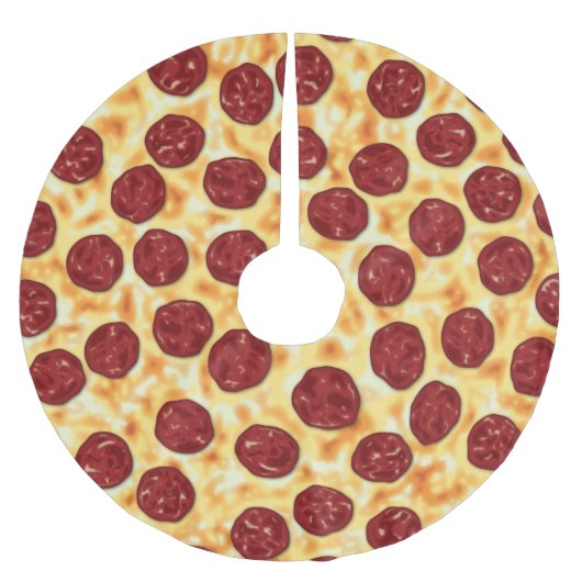 Pepperoni-Pizza-Muster Polyester Weihnachtsbaumdecke (Vorderseite)