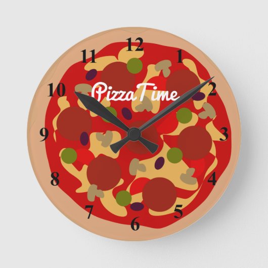 Pepperoni pizza novelty design custom wall clock runde wanduhr (Vorderseite)