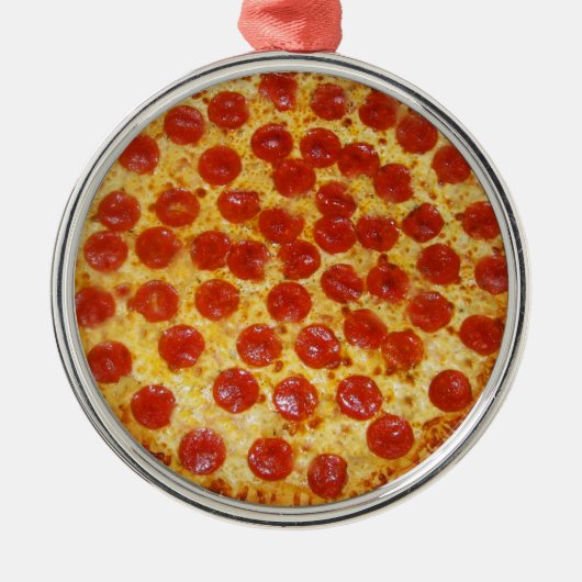 Pepperoni Pizza Ornament Aus Metall (Vorne)