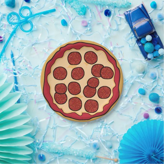 Pepperoni Pizza Paper Plate Pappteller (Party)