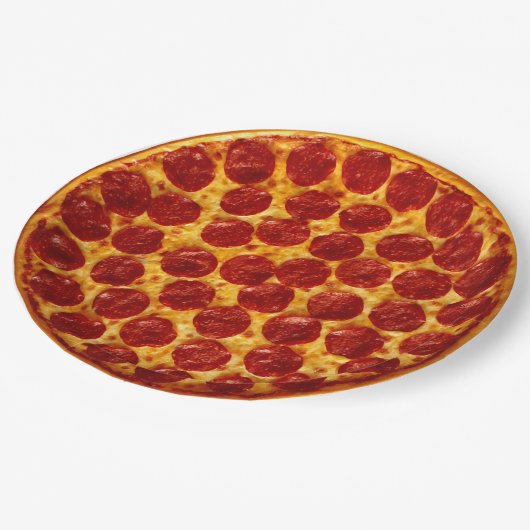 Pepperoni Pizza  Pappteller (Schrägansicht)