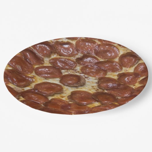 Pepperoni Pizza Pappteller (Schrägansicht)