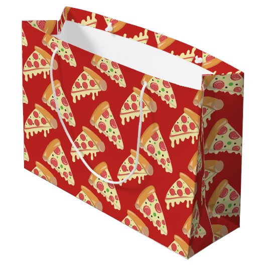 Pepperoni Pizza Party Große Geschenktüte (Rückseite Schrägansicht)