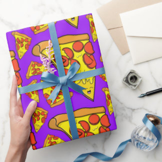 Pepperoni Pizza Party Lila Hintergrund Geschenkpapier