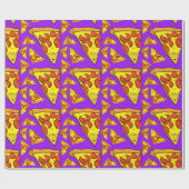 Pepperoni Pizza Party Lila Hintergrund Geschenkpapier (Flach)