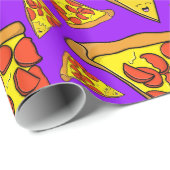 Pepperoni Pizza Party Lila Hintergrund Geschenkpapier (Rolleneckpunkt)