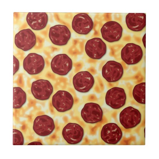 Pepperoni Pizza Pattern Fliese (Vorderseite)