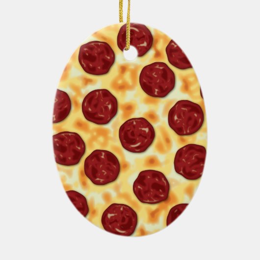 Pepperoni Pizza Pattern Keramik Ornament (Hinten)