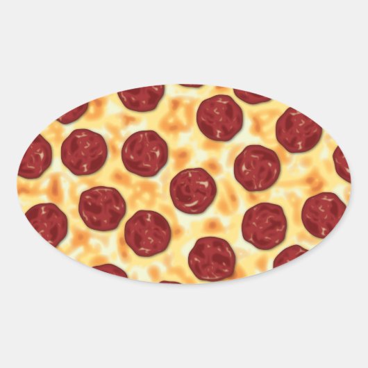 Pepperoni Pizza Pattern Ovaler Aufkleber (Vorderseite)