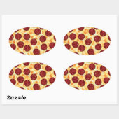 Pepperoni Pizza Pattern Ovaler Aufkleber (Blatt)