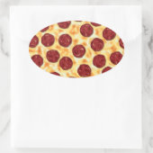 Pepperoni Pizza Pattern Ovaler Aufkleber (Tasche)
