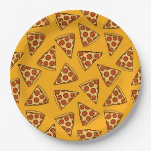 Pepperoni Pizza Pattern Pappteller