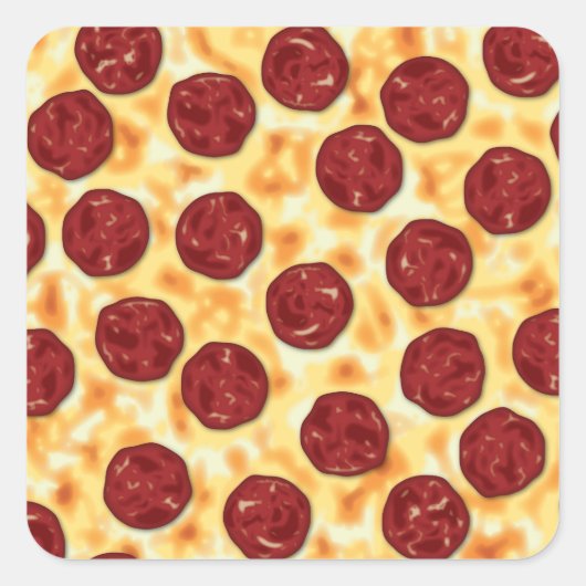 Pepperoni Pizza Pattern Quadratischer Aufkleber (Vorderseite)