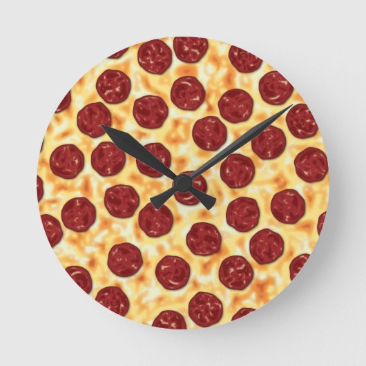 Pepperoni Pizza Pattern Runde Wanduhr (Vorderseite)