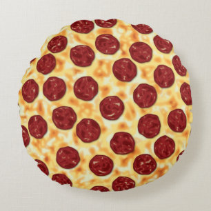Pepperoni Pizza Pattern Rundes Kissen