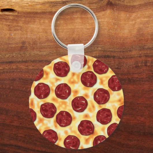 Pepperoni Pizza Pattern Schlüsselanhänger (Vorderseite)