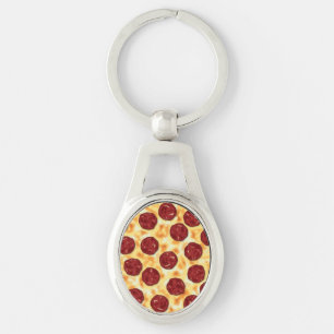 Pepperoni Pizza Pattern Schlüsselanhänger
