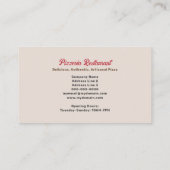 Pepperoni Pizza - Pizzeria Restaurant Visitenkarte (Rückseite)