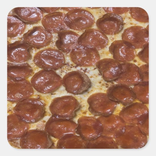 Pepperoni Pizza Quadratischer Aufkleber (Vorderseite)