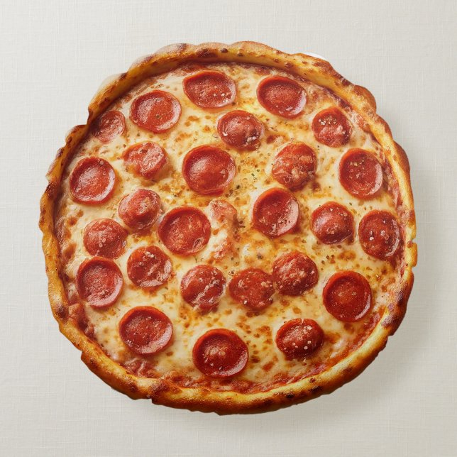 Pepperoni Pizza Round Pillow - Spaß und realistisc Rundes Kissen (Vorderseite)