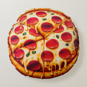 Pepperoni Pizza Round Pillow - Spaß und realistisc Rundes Kissen