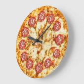 Pepperoni Pizza Runde Küche oder Restaurant Große Wanduhr (Winkel)