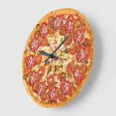Pepperoni Pizza Runde Küche oder Restaurant Große Wanduhr (Winkel)