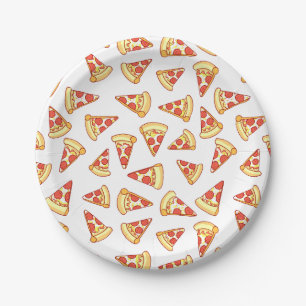 Pepperoni-Pizza-Scheibe, die Muster-PapierTeller Pappteller