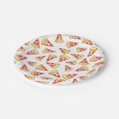 Pepperoni-Pizza-Scheibe, die Muster-PapierTeller Pappteller (Schrägansicht)