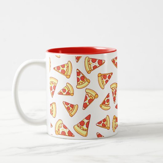 Pepperoni-Pizza-Scheibe, die Muster-Tasse zeichnet Zweifarbige Tasse (Links)