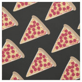 Pepperoni Pizza Slice Pattern auf Schwarz Stoff (Muster)