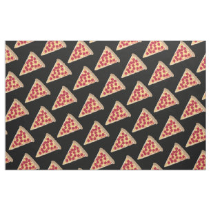 Pepperoni Pizza Slice Pattern auf Schwarz Stoff