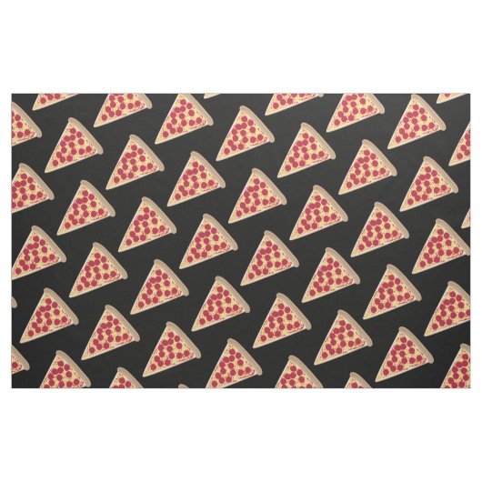 Pepperoni Pizza Slice Pattern auf Schwarz Stoff (Fat Quarter (45,7 x 55,9 cm))
