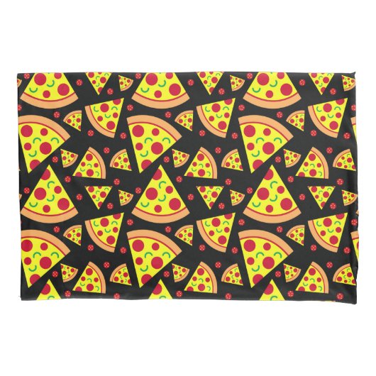 Pepperoni Pizza Slices Boys Black and Yellow Kissenbezug (Vorderseite)
