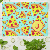 Pepperoni Pizza Slices Feinschmecker Mit Monogramm Geschirrtuch (Gefaltet)