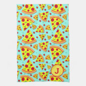 Pepperoni Pizza Slices Feinschmecker Mit Monogramm Geschirrtuch (Vertikal)