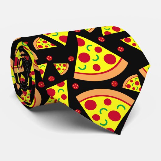 Pepperoni Pizza Slices Food Patterned Krawatte (Gerollt)