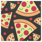 Pepperoni Pizza Slices Fun Food Pattern Black Stoff (Nahaufnahme)