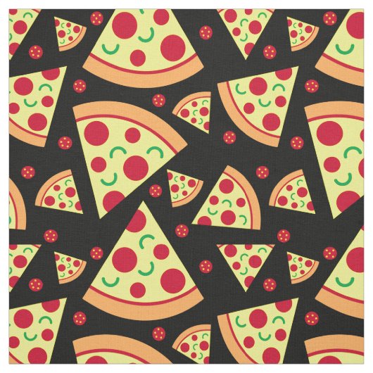 Pepperoni Pizza Slices Fun Food Pattern Black Stoff (Muster)