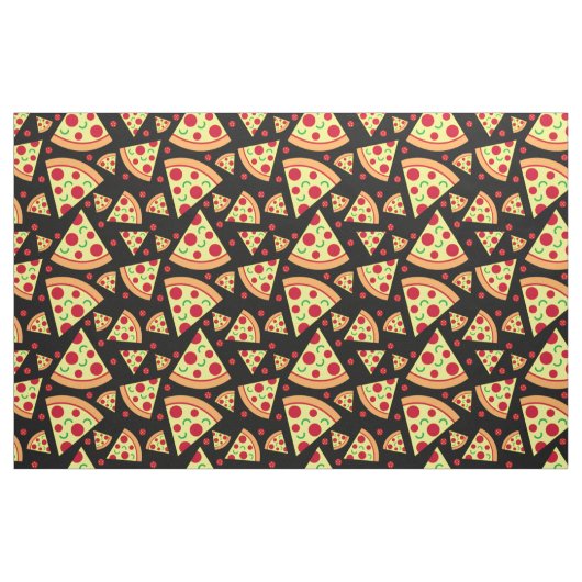 Pepperoni Pizza Slices Fun Food Pattern Black Stoff (Fat Quarter (45,7 x 55,9 cm))