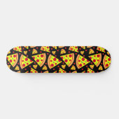 Pepperoni Pizza Slices Junk Food Pattern Black Skateboard (Horizontal)