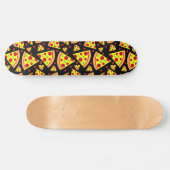 Pepperoni Pizza Slices Junk Food Pattern Black Skateboard (Horizontal)