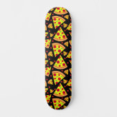 Pepperoni Pizza Slices Junk Food Pattern Black Skateboard (Vorderseite)