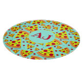 Pepperoni Pizza Slices Muster Mit Monogramm Schneidebrett (Ecke)