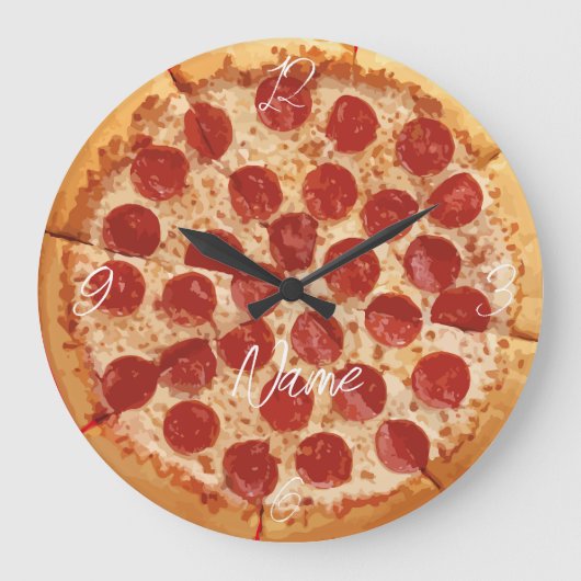 Pepperoni Pizza Thunder_Cove Große Wanduhr (Vorderseite)
