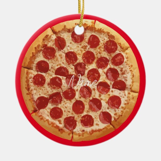 Pepperoni Pizza Thunder_Cove Keramik Ornament (Vorne)