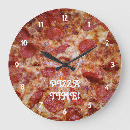 Pepperoni Pizza Time Clock Große Wanduhr