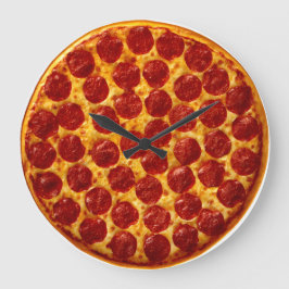 Pepperoni Pizza Time Große Wanduhr